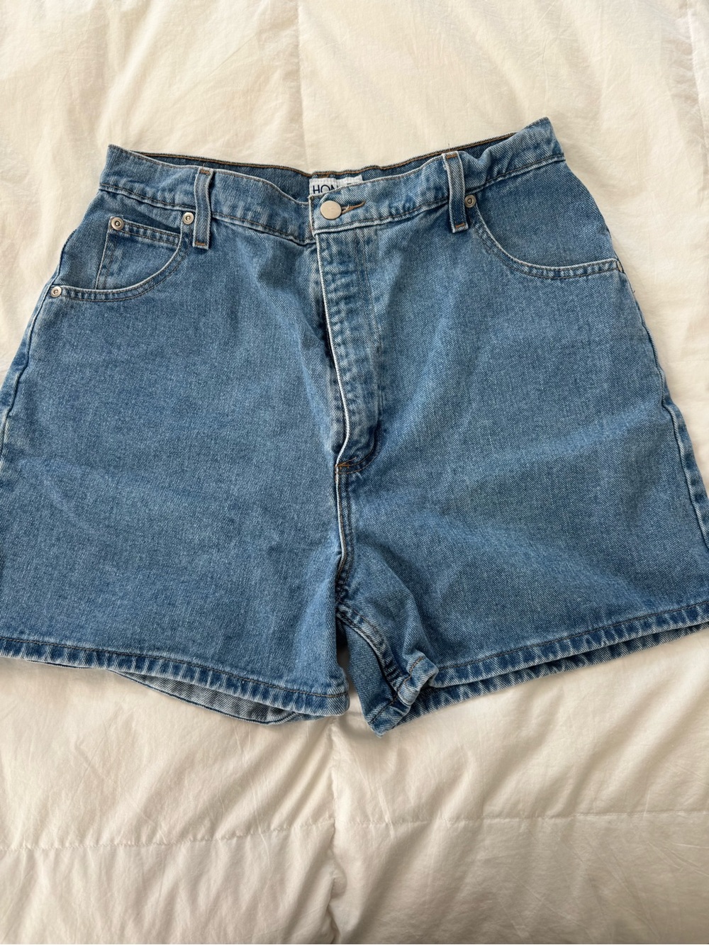 High-Rise Blue Denim Women’s Shorts